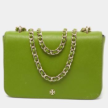 tory burch robinson, [二手商品] Tory Burch | Tory Burch Green Leather Robinson Shoulder Bag商品图片 5.9折