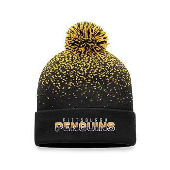 Fanatics | Men's Branded Black Pittsburgh Penguins Iconic Gradient Cuffed Knit Hat with Pom商品图片,