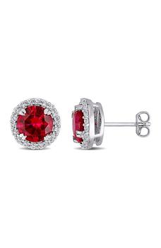 商品DELMAR | Sterling Silver Created Ruby & White Sapphire Stud Earrings,商家Nordstrom Rack,价格¥604图片