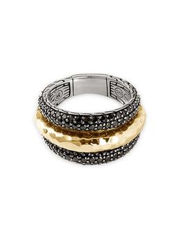 商品Sterling Silver, 18K Yellow Gold, Sapphire, & Spinel Tapered Ring图片