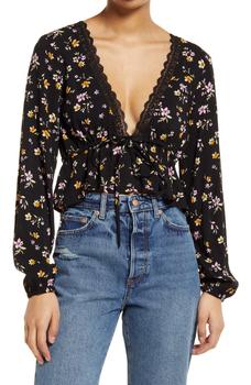 VERO MODA, VERO MODA | Floral Plunge Neck Top商品图片 3.8折