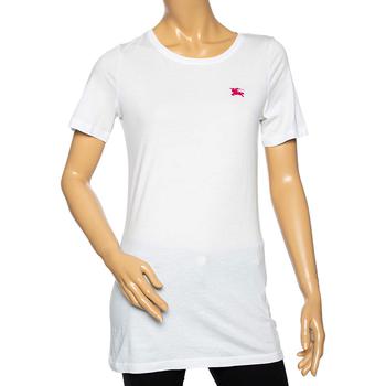 [二手商品] Burberry | Burberry Brit White Cotton Logo Embroidered Short Sleeve T-Shirt S商品图片,6.7折