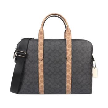 coach tabby手提包, Coach | COACH 专柜款大号男士PVC配皮单肩手提公文包5073JIQUA商品图片 额外8.2折x额外9折, 额外八二折, 额外九折