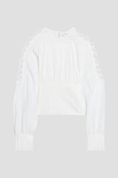 IRO | Parikia lattice-trimmed embroidered cotton and silk-blend top商品图片,1.4折