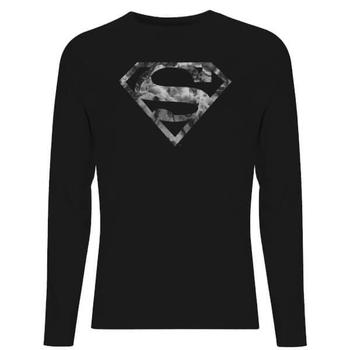 Superman | DC Marble Superman Logo Unisex Long Sleeve T-Shirt - Black商品图片,独家减免邮费