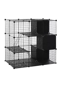 PawHut | Pet Playpen Small Animal Cage 56 Panels with Doors Ramps and Storage Shelf for Rabbit Kitten Chinchillas Guinea Pig and Ferret,商家Belk,价格¥896