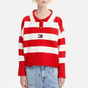 推荐Tommy Jeans Striped Cotton Blend-Knit Polo Sweater商品