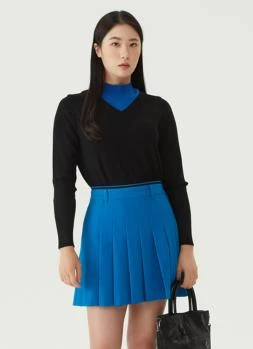 DESCENTE | 高尔夫女性撞色V领套头毛衣时尚 DO32WFKP93-BLKG,商家Brilliant Fashion,价格¥922