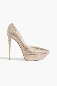 Rene Caovilla | Crystal-embellished satin platform pumps 3.5折