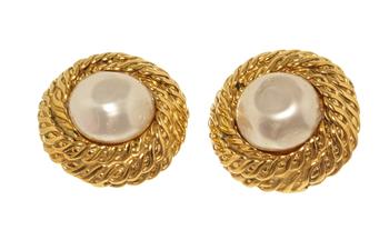 [二手商品] Chanel | Chanel Gold Tone CC Braided Earrings商品图片,