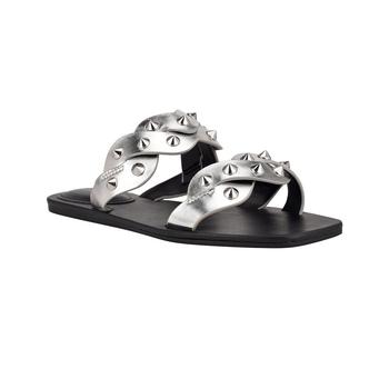 Marc Fisher | Marc Fisher Womens Bodil Faux Leather Metallic Slide Sandals商品图片,0.8折起×额外9折, 额外九折