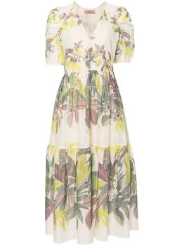 推荐Twin Set `Jungle Fever` Print Long Dress With Belt商品