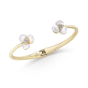 Kate Spade | Gold-Tone Pavé & Imitation Pearl Hinged Slim Cuff Bracelet,商家Macy's,价格¥584