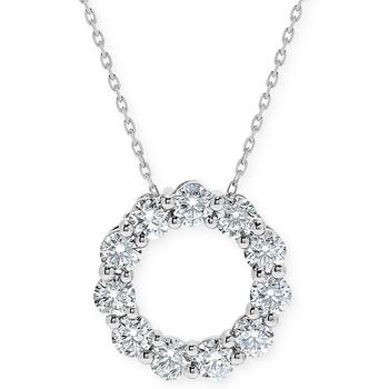 Macy's | Diamond Circle Pendant Necklace (1 ct. t.w.) in 14k White Gold, 16" + 2" extender商品图片,1.8折, 独家减免邮费