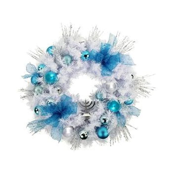Northlight | 24" Pre-Decorated Menorah Artificial Pine Hanukkah Wreath,商家Macy's,价格¥1123
