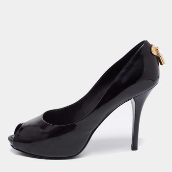 lv鞋真假, [二手商品] Louis Vuitton | Louis Vuitton Black Patent Leather Oh Really! Peep Toe Platform Pumps Size 37.5商品图片 满1件减$100, 满减