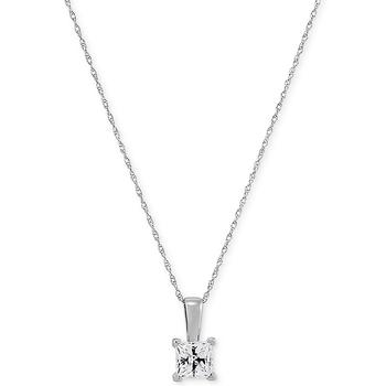 商品Cubic Zirconia Princess 18" Pendant Necklace in 14k White Gold,商家Macy's,价格¥3278图片
