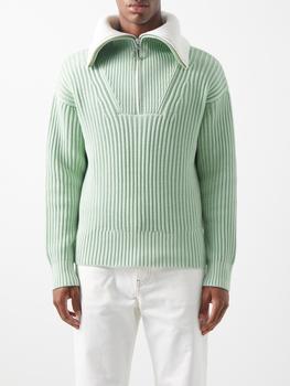 AMI | Half-zip organic cotton-blend sweater商品图片,6折