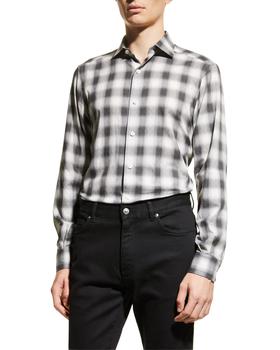 zegna 衬衫精选, Zegna | Men's Macro Check Sport Shirt商品图片 