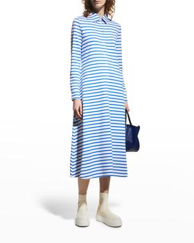 推荐Striped Button-Down Midi Shirtdress商品