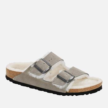 Birkenstock Women's Arizona Slim Fit Shearling Double Strap Sandals - Stone Coin product img