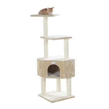 48-Inch Real Wood Cat Tree With Perch & Playhouse