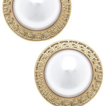 Canvas Style | Amal Greek Keys Pearl Stud Earrings,商家Verishop,价格¥198
