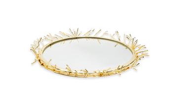 商品Classic Touch Decor | Decorative Round Mirror Tray with Gold Design Border,商家Premium Outlets,价格¥521图片