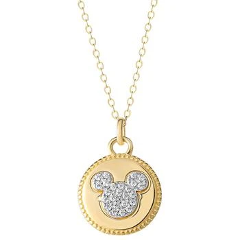Disney | Cubic Zirconia Mickey Mouse Disc 18" Pendant Necklace in 18k Gold-Plated Sterling Silver,商家Macy's,价格¥930