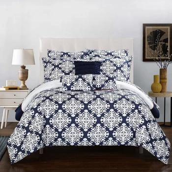Chic Home Design | Lalita 8 Piece Reversible Comforter Bed In A Bag Hotel Collection Geometric Medallion Pattern Print Bedding Set TWIN,商家Verishop,价格¥919