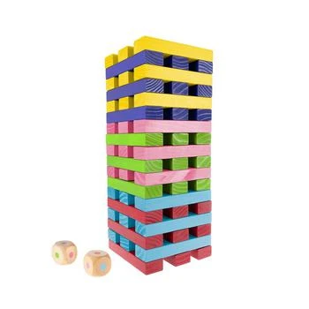 推荐Hey Play Nontraditional Giant Wooden Blocks Tower Stacking Game With Dice, Outdoor Yard Game商品