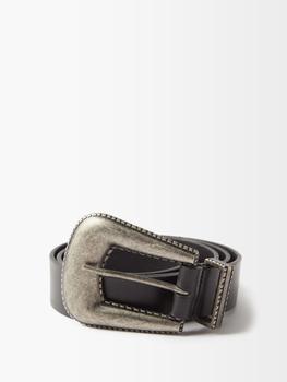 Yves Saint Laurent | Antiqued-buckle leather belt商品图片,