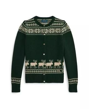 Ralph Lauren | Girls 7-16 Long-Sleeve Fair Isle Reindeer Cardigan,商家Macy's,价格¥1067