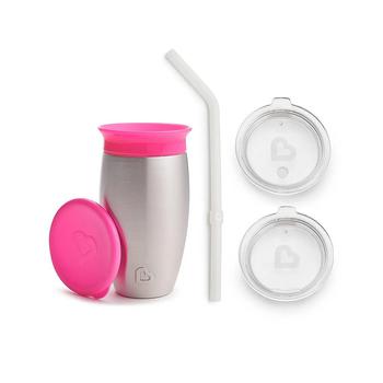 商品Munchkin | Stainless Steel 360 Sippy Cup with 3 piece Sipper and Straw Lid, Pink,商家Macy's,价格¥242图片