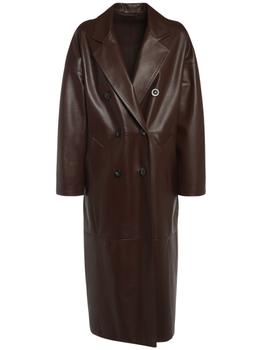 Max Mara | Ussuri Double Breasted Leather Long Coat商品图片,7折