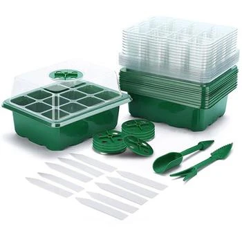 Fresh Fab Finds | 10Pcs Seed Starter Tray Kit Reusable Overall 120Cells Seeding Propagator Station Greenhouse Growing Germination Tray With Humidity Dome Label 2Pcs Gar,商家Verishop,价格¥332