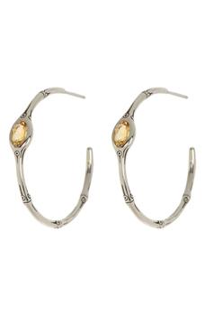 商品John Hardy | Batu Sterling Silver Bamboo Textured Honey Citrine Hoop Earrings,商家Nordstrom Rack,价格¥1692图片