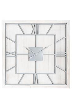 商品Hill Interiors Williston Square Wall Clock (90cm x 5cm x 90cm) White/Silver图片