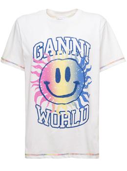 推荐Light Jersey Smiley Relaxed T-shirt Woman Ganni商品