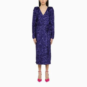 推荐Blue sequin wrap dress商品