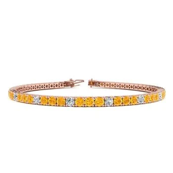 SSELECTS | 4 1/2 Carat Citrine And Diamond Graduated Tennis Bracelet In 14 Karat Rose Gold, 8 Inches,商家Premium Outlets,价格¥13505