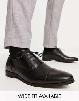 推荐ASOS DESIGN derby shoes in black leather商品