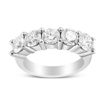 Haus of Brilliance | 14K White Gold 3.0 Cttw Lab Grown Diamond Shared Prong Set 5 Stone Anniversary Band Ring,商家Premium Outlets,价格¥23485