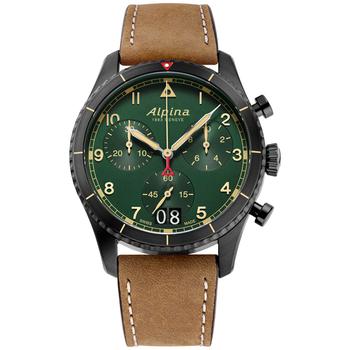 Alpina | Men's Swiss Chronograph Startimer Pilot Brown Leather Strap Watch 44mm商品图片,
