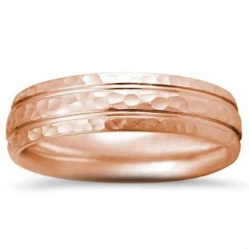 Pompeii3 | Polished Bright Hammered 14K Rose Gold 6mm Wedding Mens Two Line Ring,商家Premium Outlets,价格¥4695