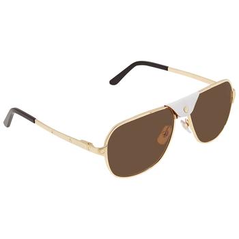 卡地亚眼镜图片, Cartier | Brown Aviator Mens Sunglasses CT0165S 010 60商品图片 5.9折