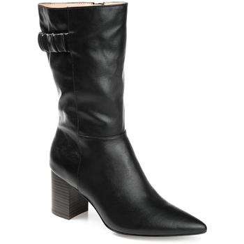 推荐Journee Collection Womens WIlo Faux Leather Padded Insole Mid-Calf Boots商品