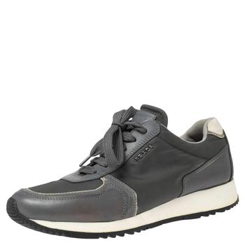[二手商品] Prada | Prada Grey Nylon And Leather Low Top Sneakers Size 37.5商品图片,2.8折