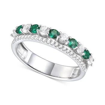 Macy's | Lab-Grown Emerald (1/3 ct. t.w.) & Lab-Grown White Sapphire (5/8 ct. t.w.) Stack Band in Sterling Silver (Also in Lab-Grown Ruby & Lab-Grown Sapphire),商家Macy's,价格¥393
