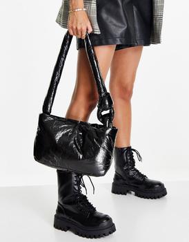topshop包女包, Topshop | Topshop wet look knot shoulder bag in black商品图片 4.5折